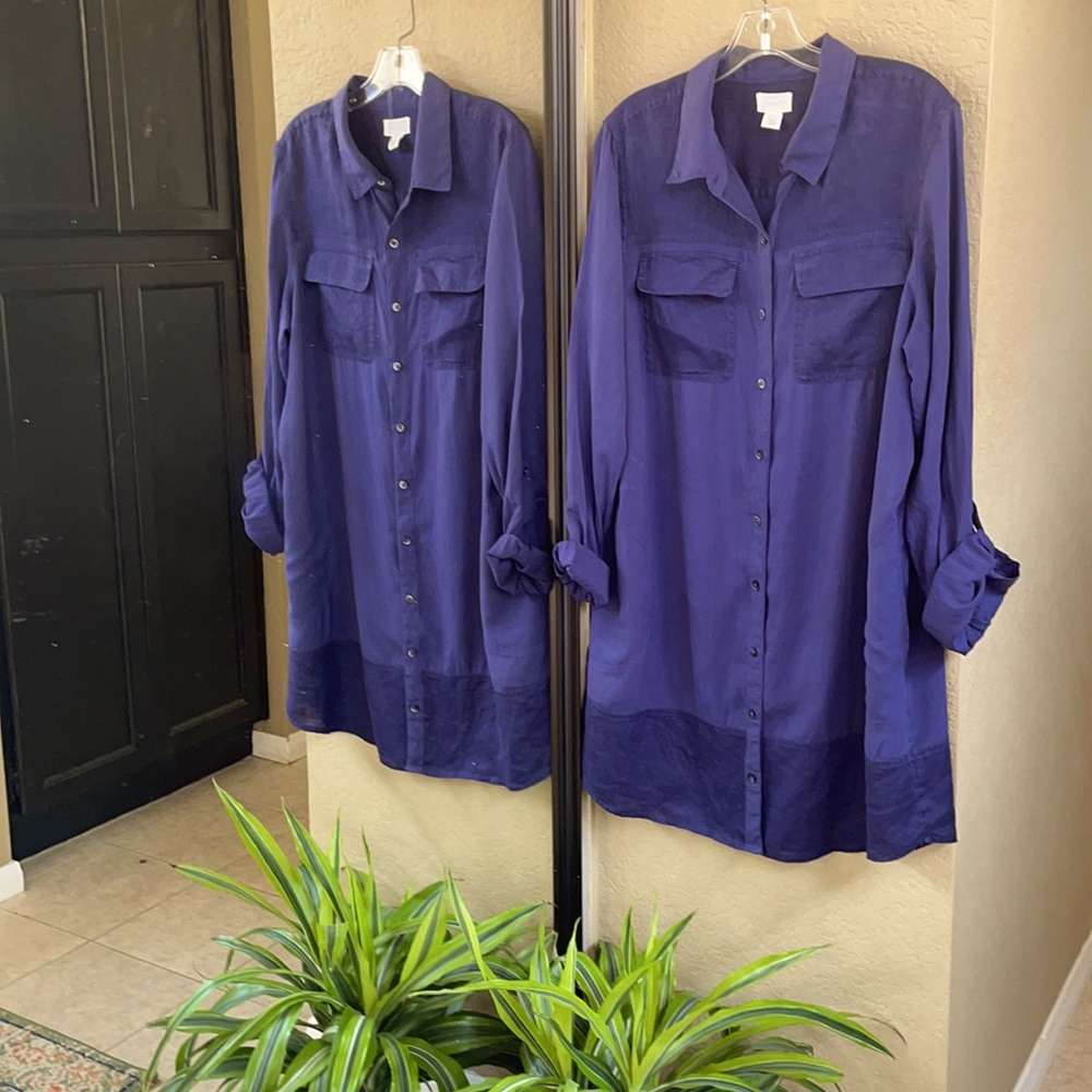 Caslon blue tunic mini dress can double as duster